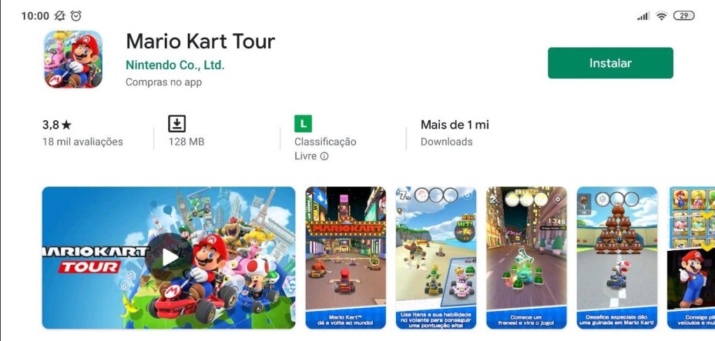 Menginstal Mario Kart Tour di perangkat Android.