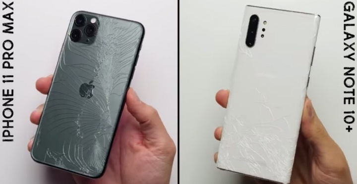 Samsung Galaxy Note10 + iPhone 11 Pro Max Glass Drops Resistance Test