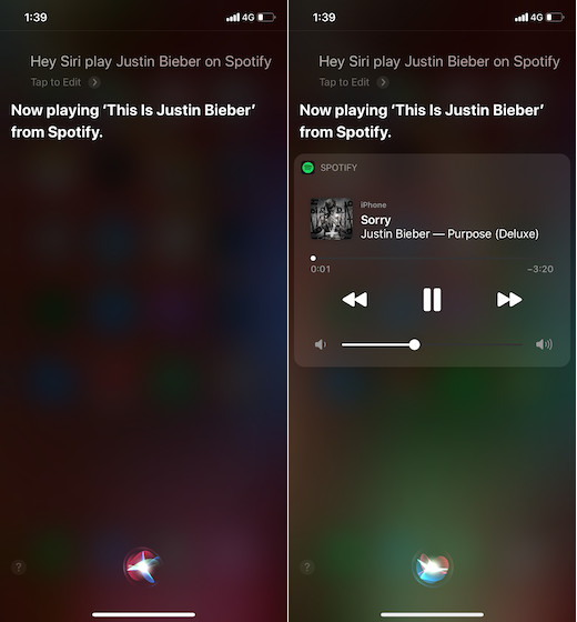 Memutar musik Spotify dengan Siri