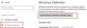 Buka Windows Pusat Keamanan Pembela