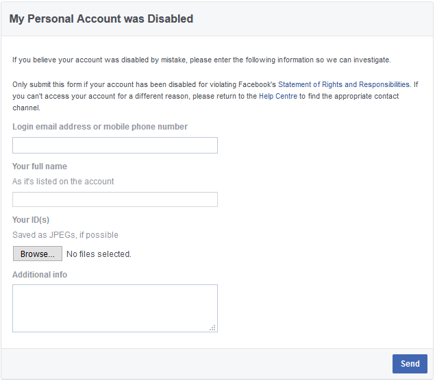 formulir banding akun facebook dinonaktifkan