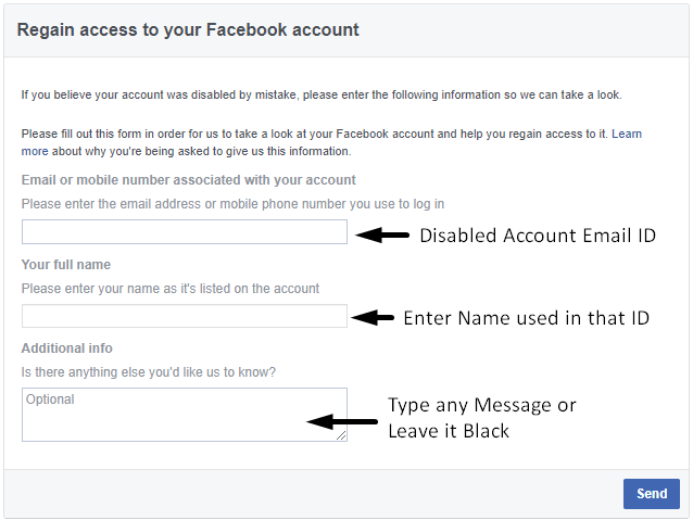 Zugriff auf ein Konto wiedererlangen Facebook deaktiviert