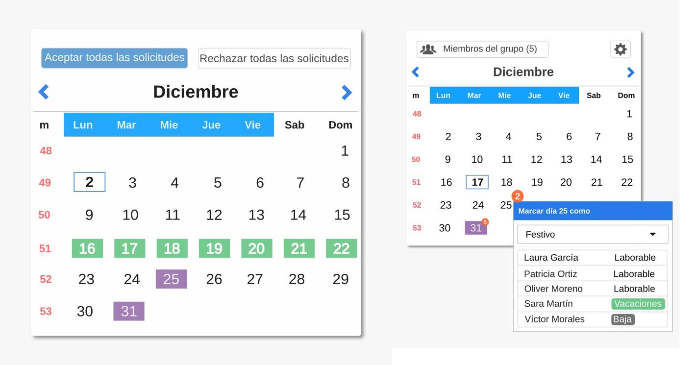 Dengan kalender kerja Anda dapat dengan mudah mengatur hari-hari karyawan Anda 2