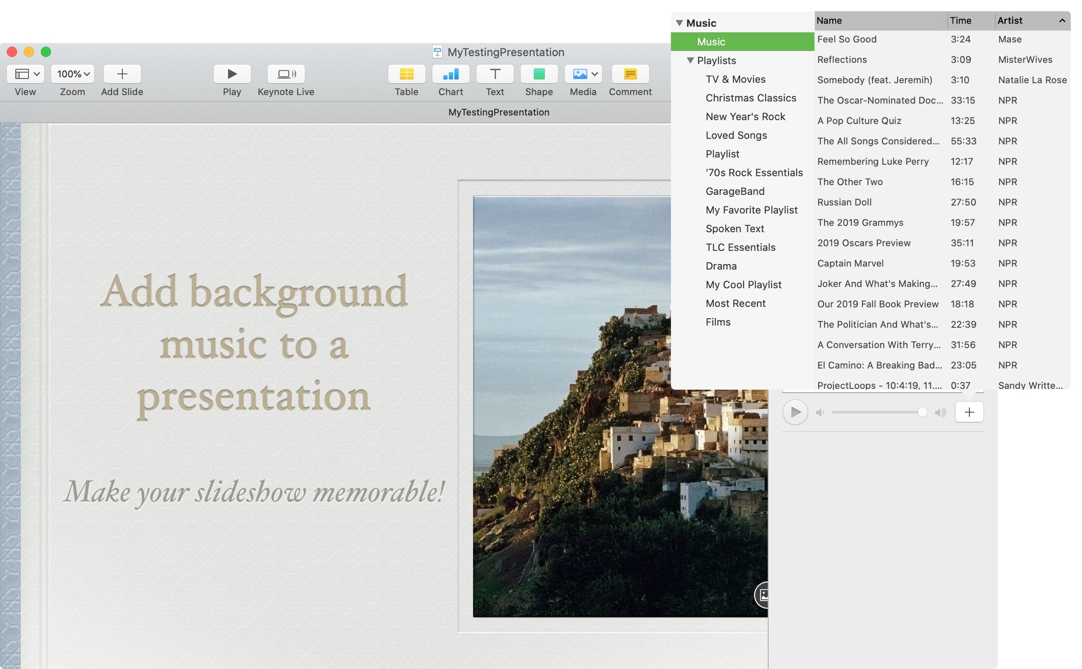 Keynote Pilih Soundtrack Mac