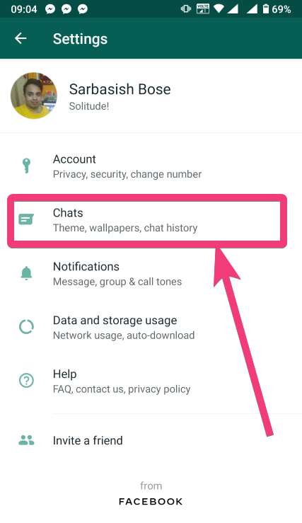 Buka obrolan WhatsApp untuk mengaktifkan mode gelap