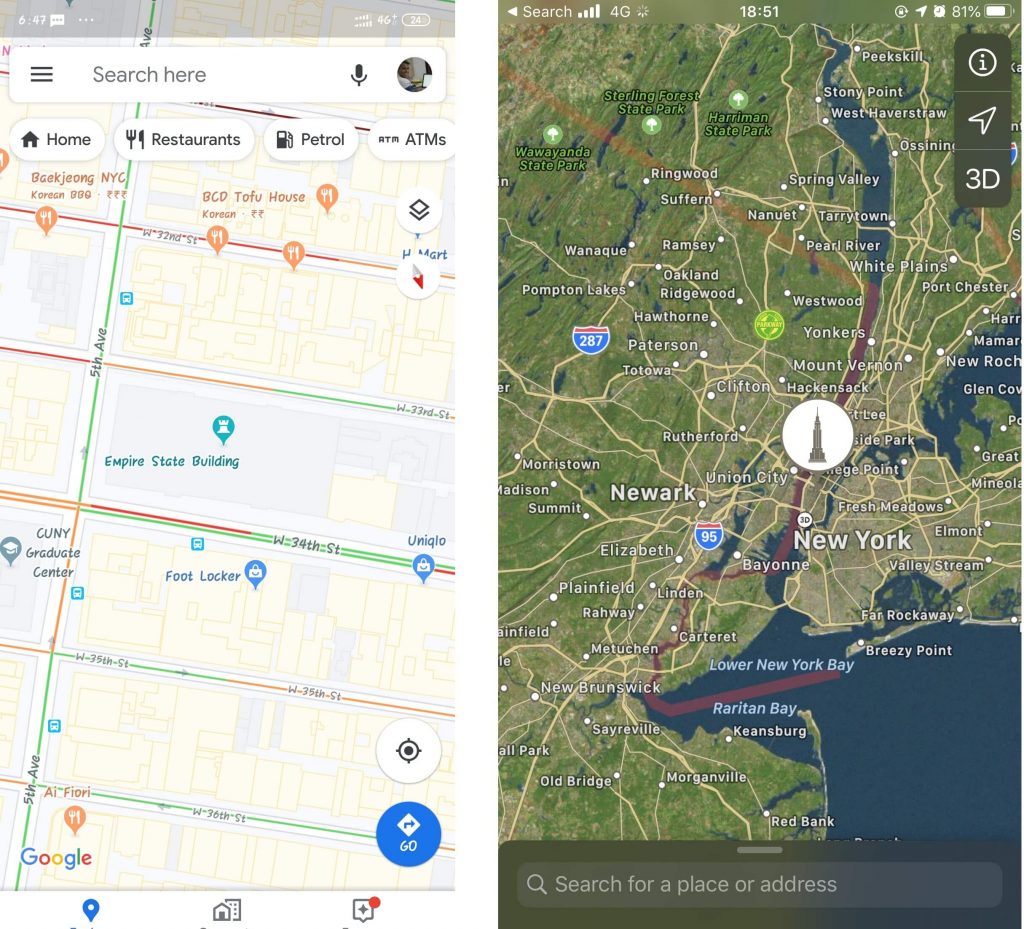 Google Maps vs Apple maps_icons