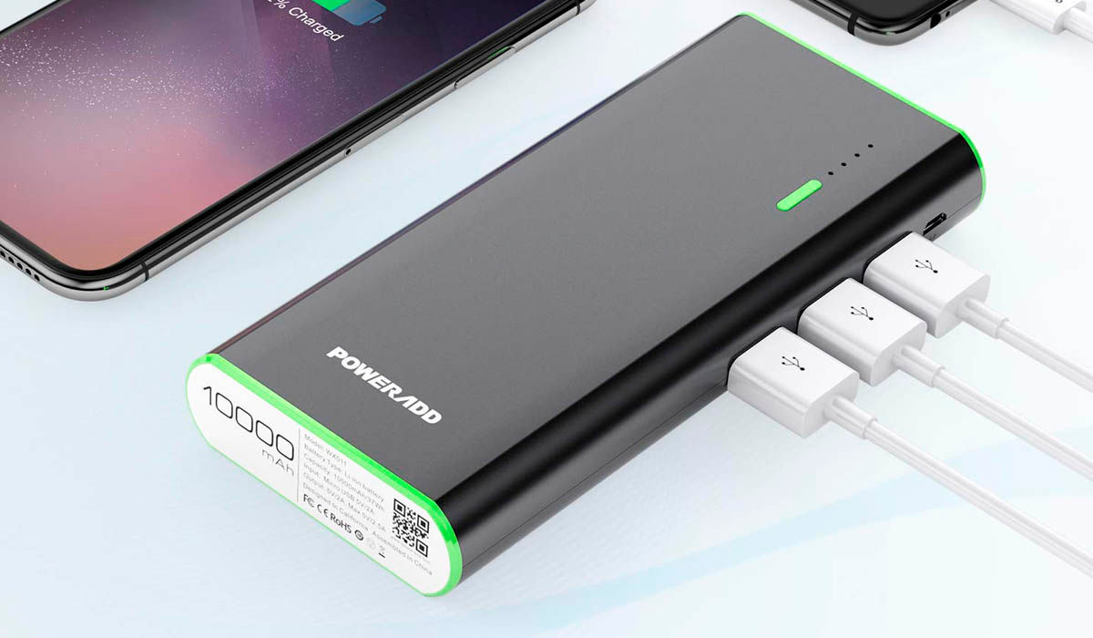 Poweradd 10000mAh Портативное тройное зарядное устройство USB 