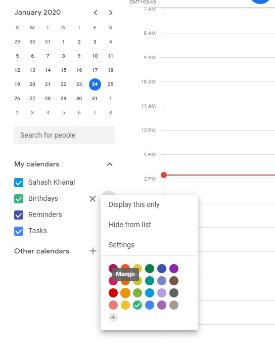Использование календаря Google 