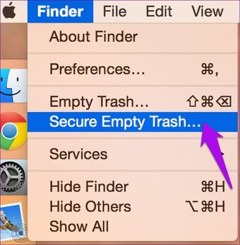 Secara permanen menghapus file mac mengamankan sampah kosong