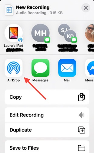 Bản ghi nhớ giọng nói iPhone Airdrop