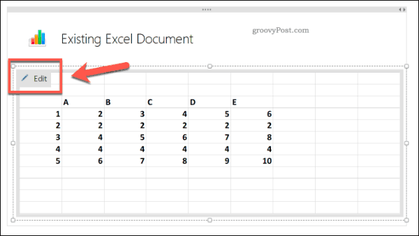 Редактирование электронной таблицы Excel в OneNote