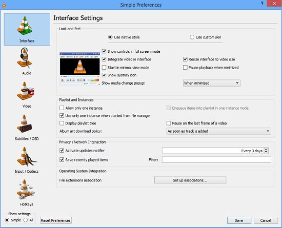 Atur VLC sebagai Default Media Player di Windows 8