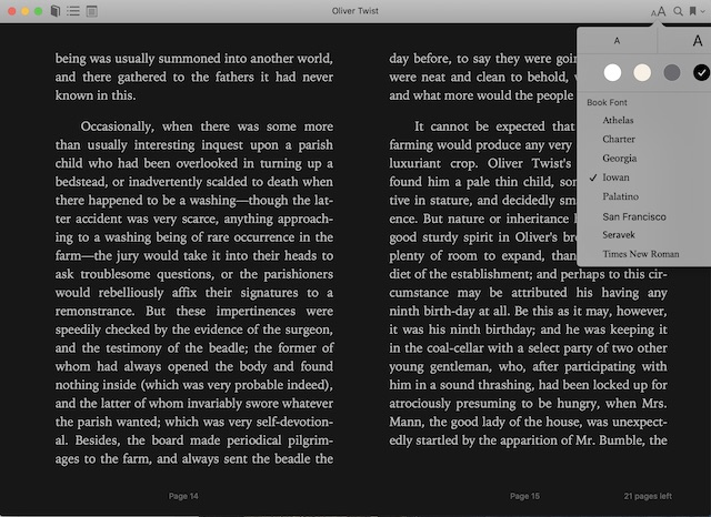 Tema gelap di dalamnya Apple Aplikasi buku