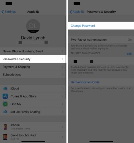 ändra apple id-lösenord på iphone