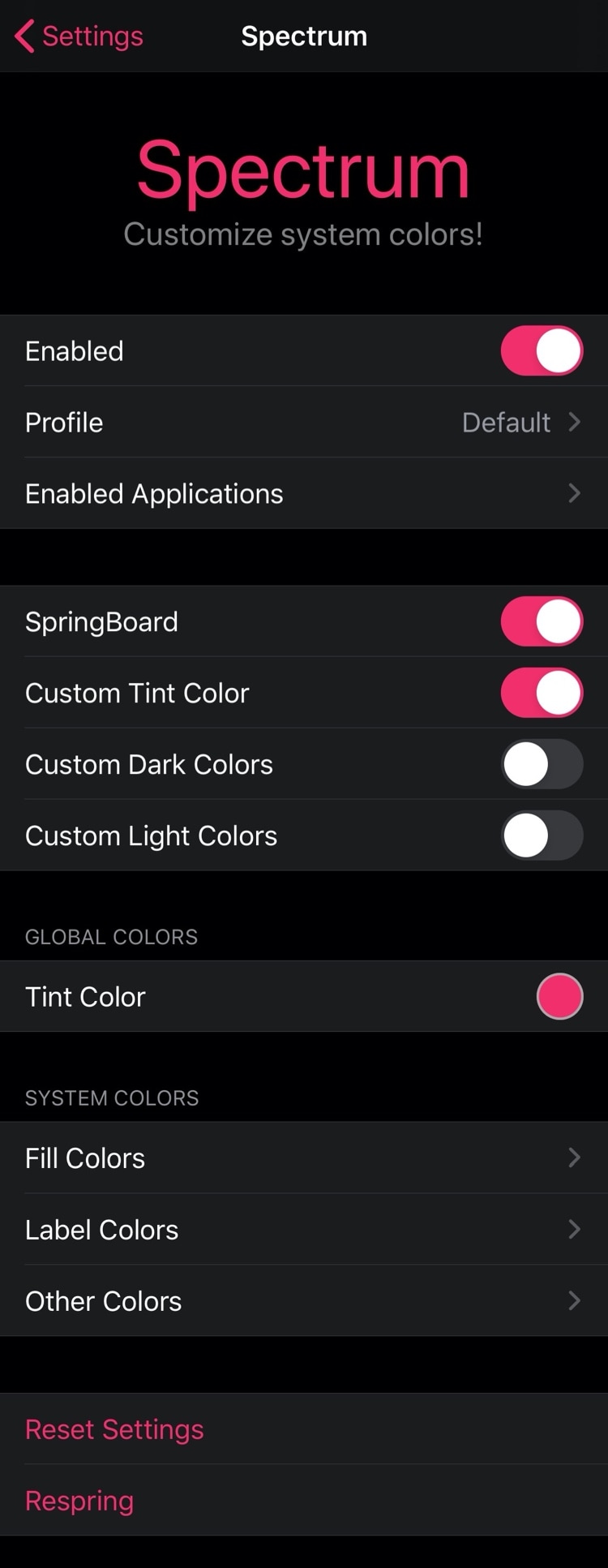 Spectrum memungkinkan jailbreaker mewarnai antarmuka pengguna iOS secara gratis 3