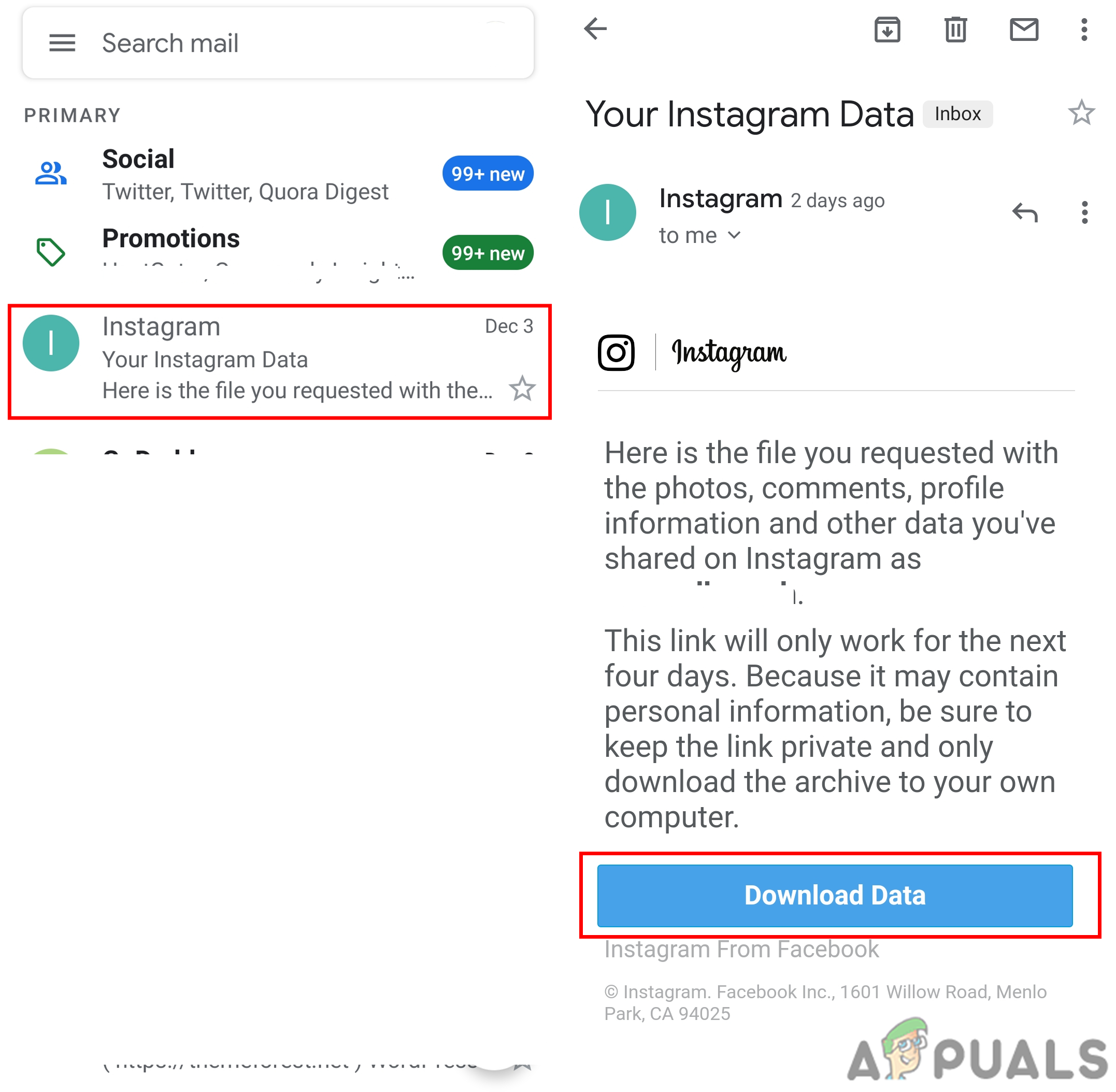 Cara Memulihkan Dihapus Instagram Pesan melalui Unduh Data 4