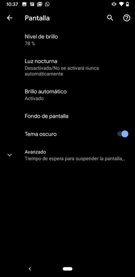 Mode gelap di Android 10 / 