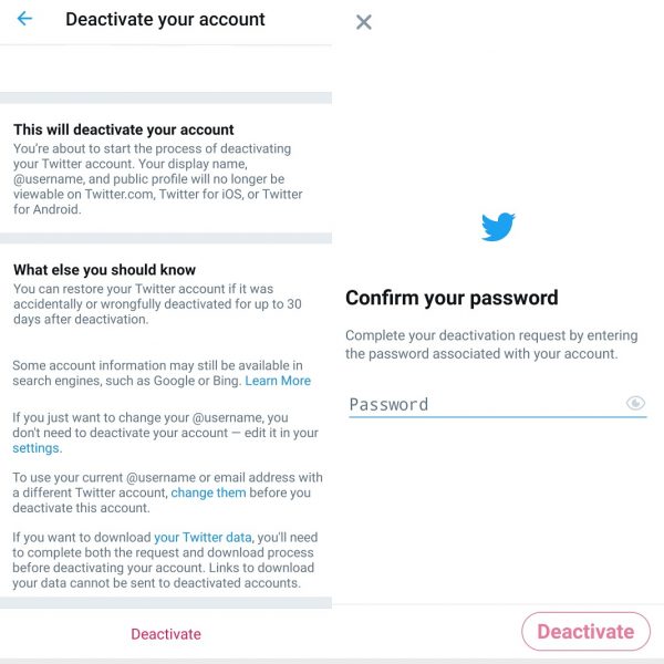 Desactivar cuentas en redes sociales - Twitter