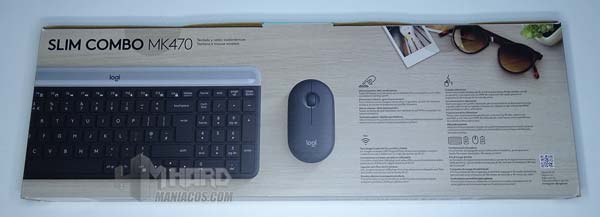 caja detrás del teclado y mouse logitech slim combo MK470