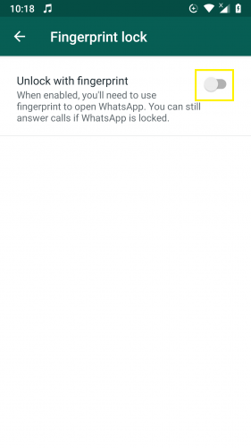 Fitur kunci sidik jari di WhatsApp dihidupkan. 