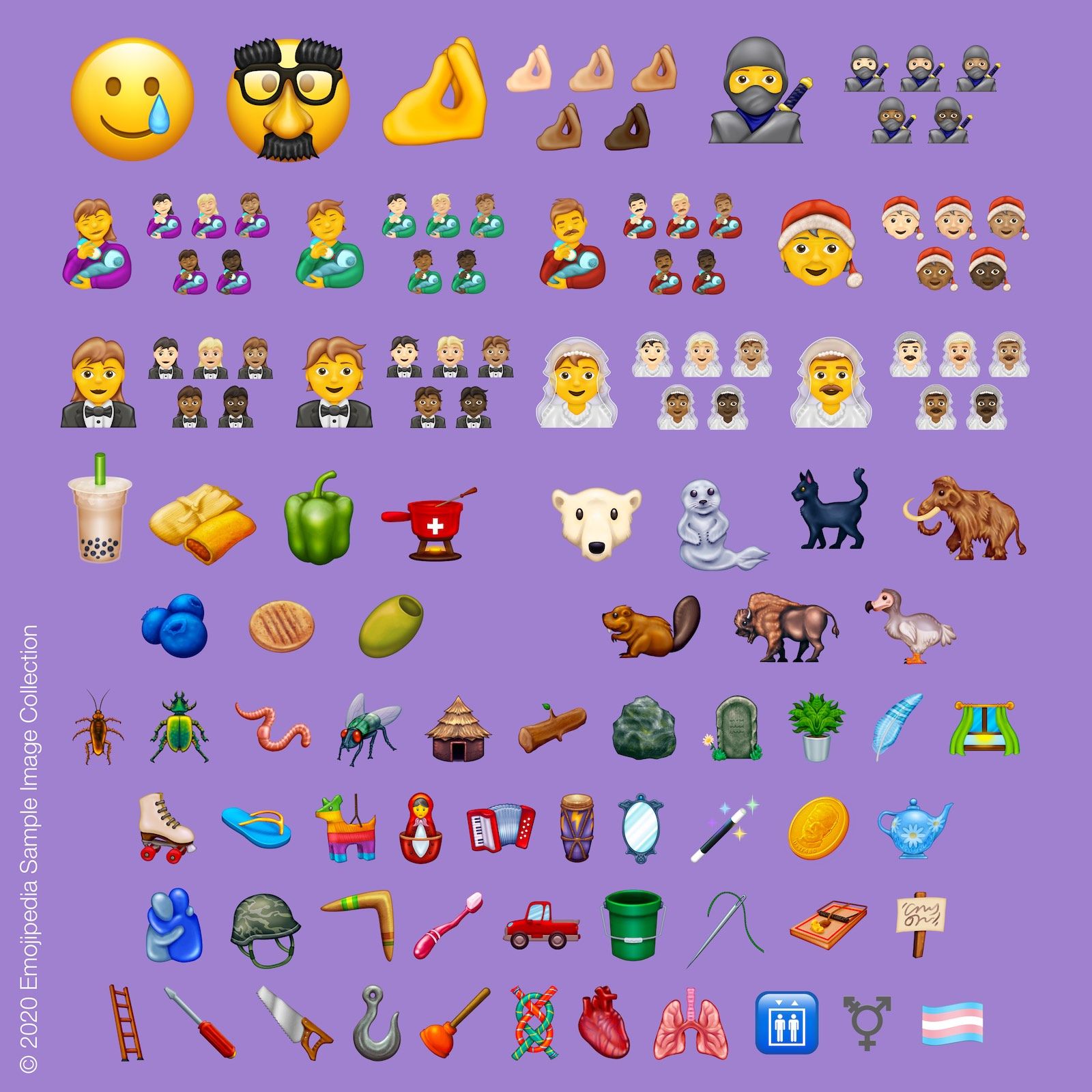Bộ sưu tập hình ảnh mẫu từ Emojipedia 2020