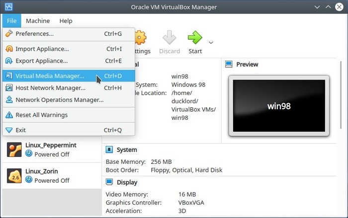 Zmeniť Virtualbox Uuid Virtualbox Virtual Media Manager