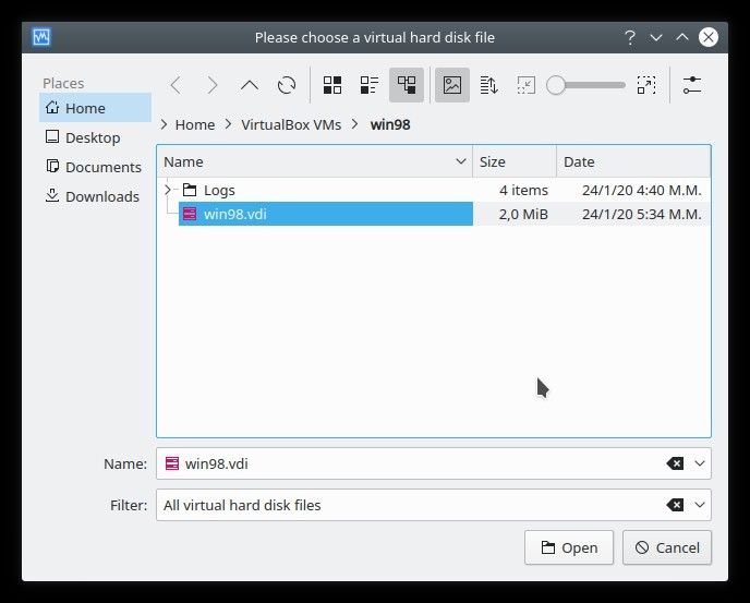Zmeniť Virtualbox Uuid Virtualbox Vyberte aktualizovaný súbor HDD