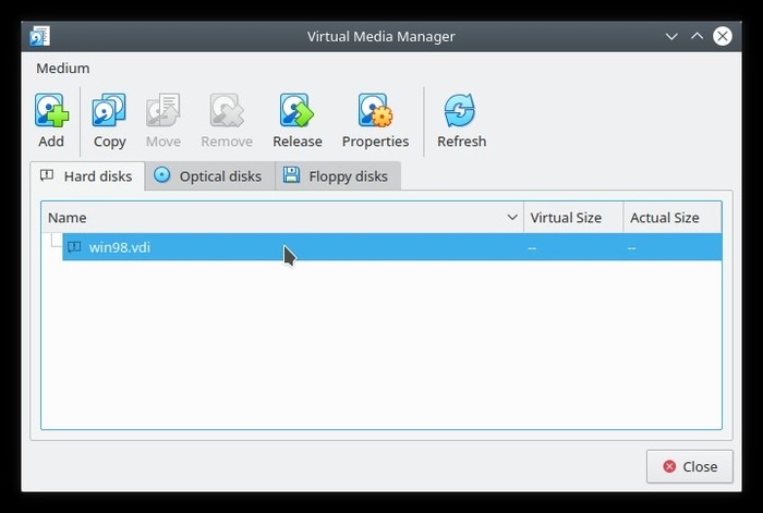Zmeňte okno Uuid Virtualbox na Virtualbox Virtual Media Manager