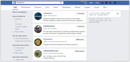 Cari di Facebook Coronavirus Google Chrome