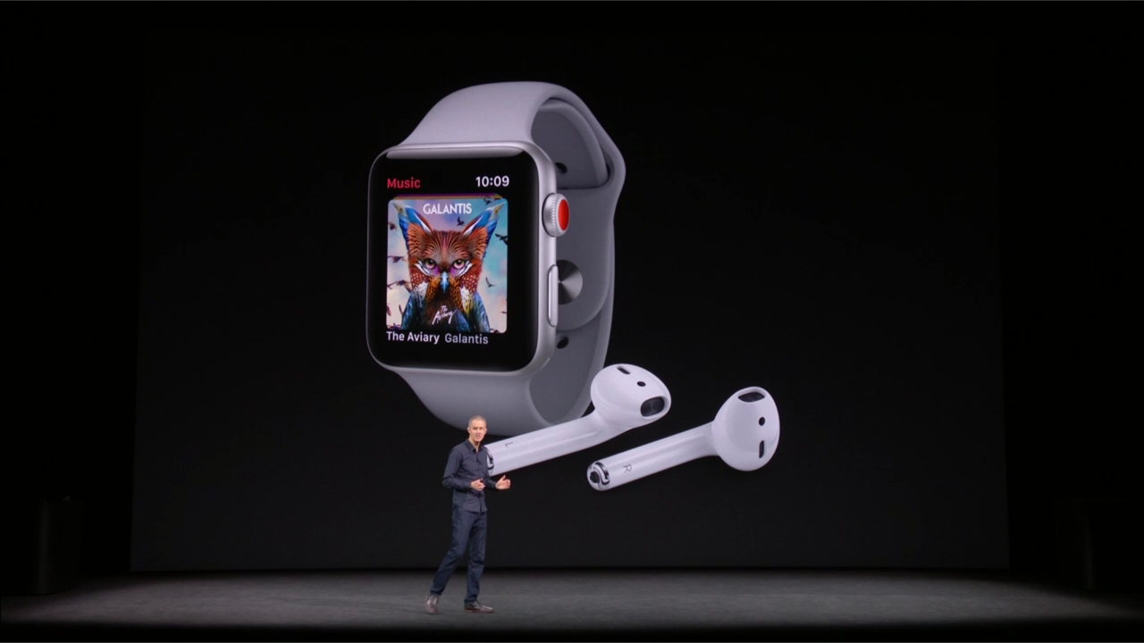  Tim Cook menunjukkan merek yang baru Apple Watch Seri 3