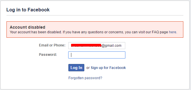 akun facebook dinonaktifkan