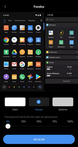 Mode gelap Android di Xiaomi / 