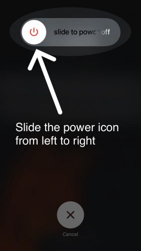 ikon energía slide dari kiri ke kanan untuk mematikan iphone