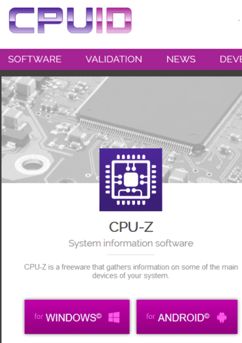 Идентификация видеокарты CPU Z для Windows
