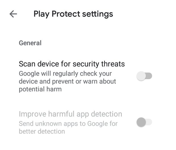 Nonaktifkan Google Play Protect / 