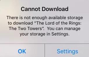  Jika Anda melihat pesan ini, iOS kemungkinan telah membersihkan beberapa cache di aplikasi iTunes, membebaskan penyimpanan di perangkat Anda
