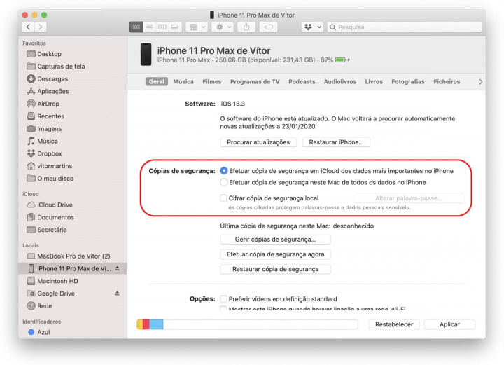 Pencari Gambar Cadangan, macOS Catalina, pada iPhone 11 Pro Max untuk iCloud