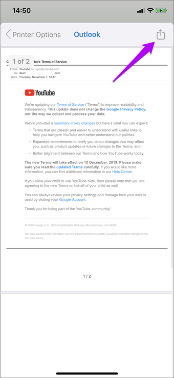 حفظ البريد الإلكتروني بتنسيق Outlook Pdf Gmail Ios 4