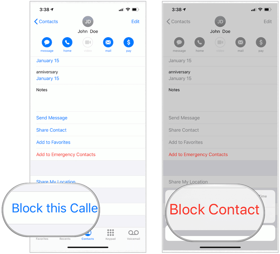 Blockera kontakt
