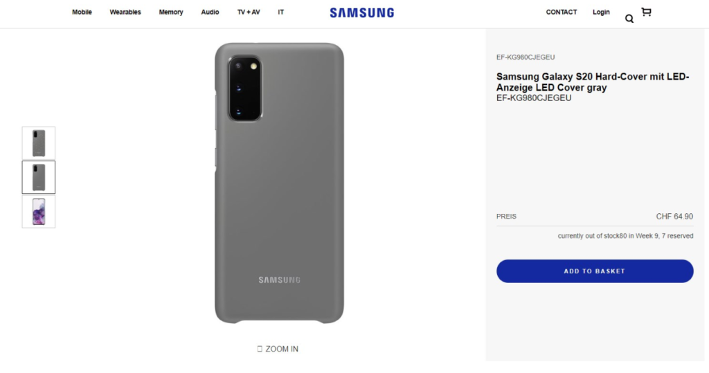 Samsung keliru menunjukkan Galaxy S20 di situs web Anda 2