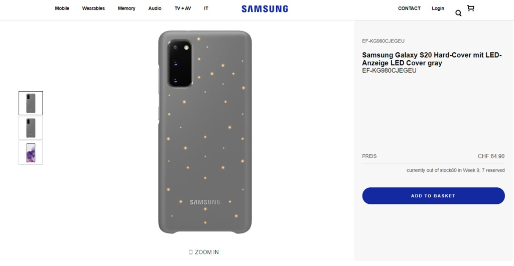 Samsung keliru menunjukkan Galaxy S20 di situs web Anda 3