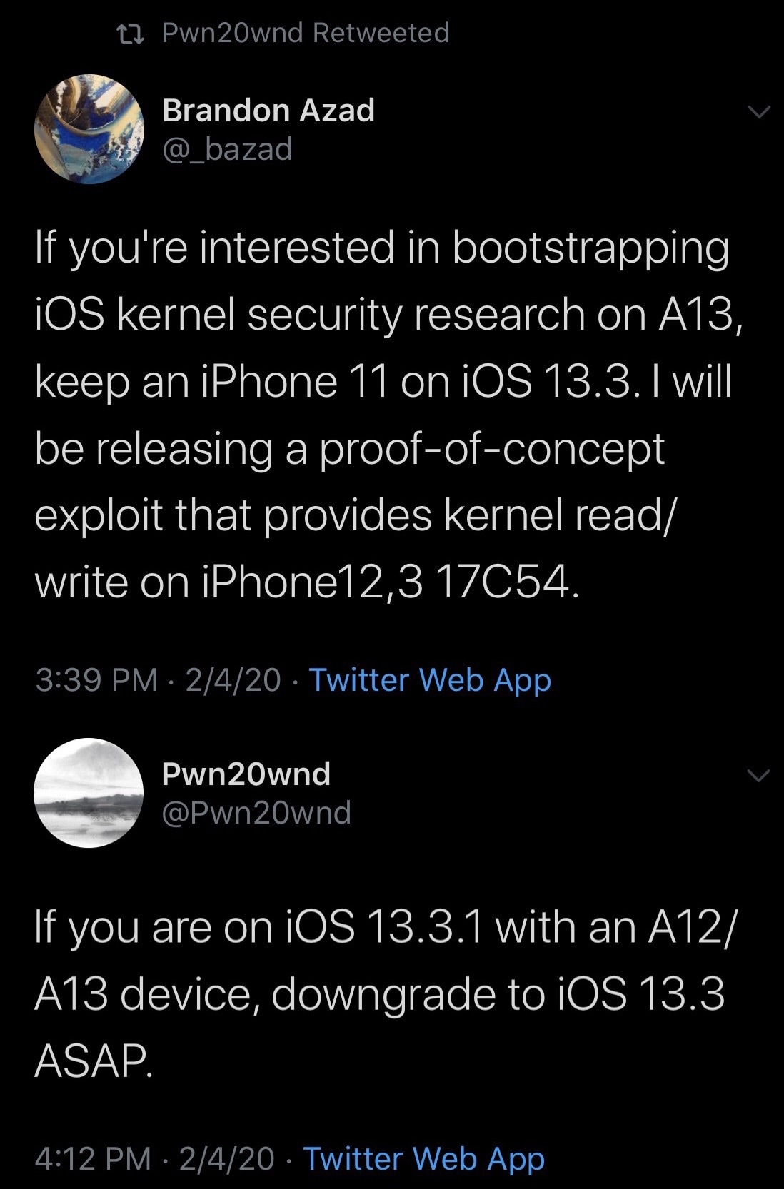 Brandon Azad berencana untuk meluncurkan exploit baru untuk iPhone 11 di iOS 13.3 3
