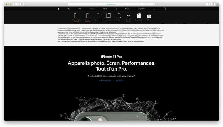 Gambar situs web Prancis Apple dengan pesan tentang baik-baik saja