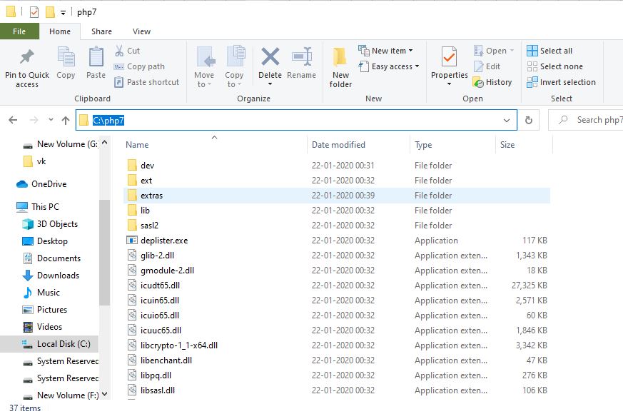folder php7 pada drive C