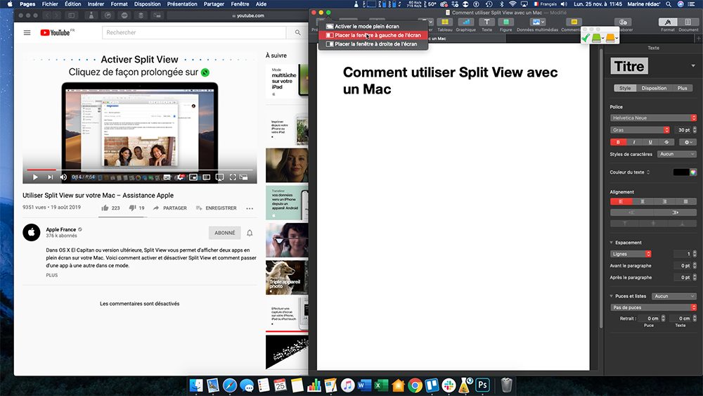 mac split view fenetre1 Komentar utiliser Split View avec un Mac