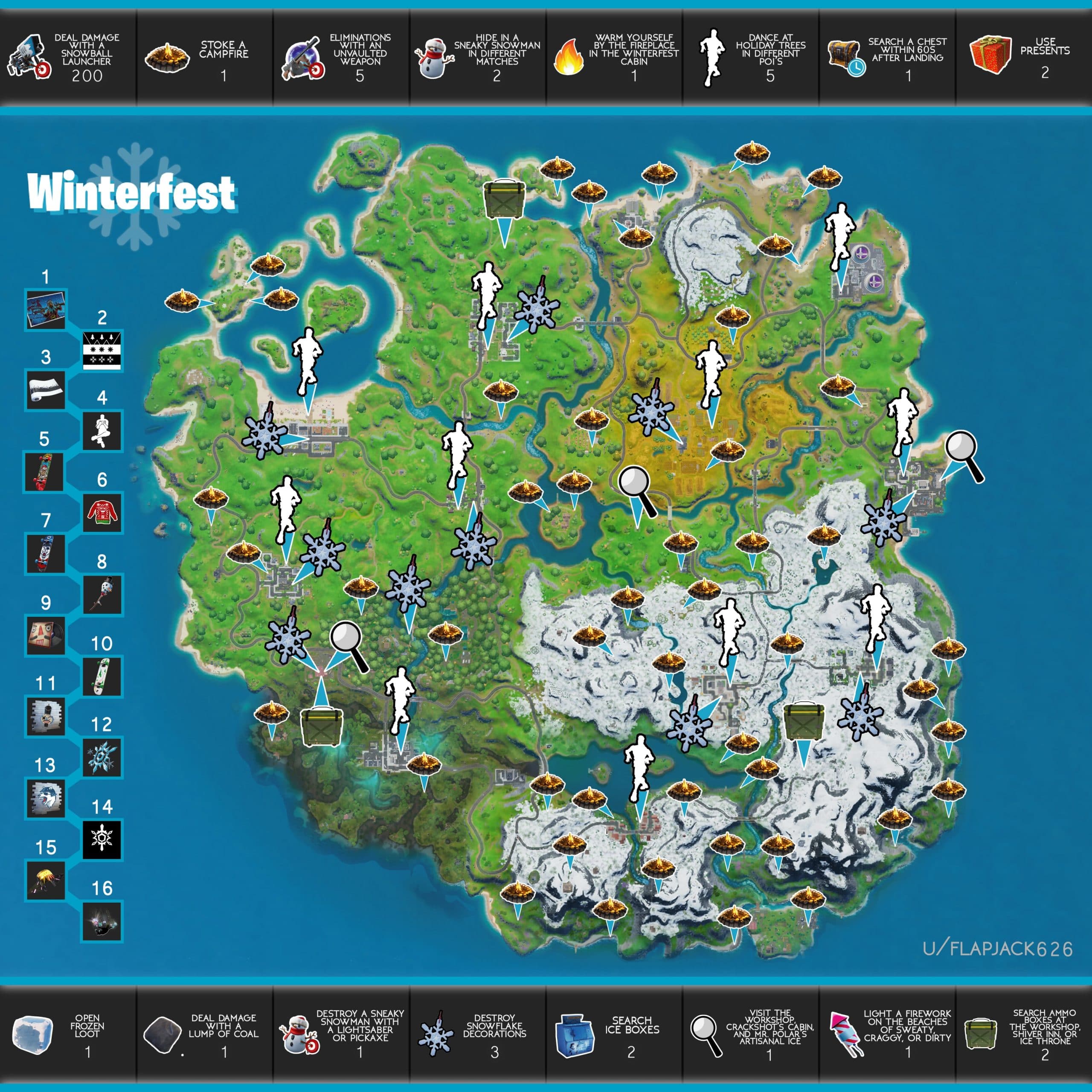 Fortnite Lembar Curang Tantangan Winterfest