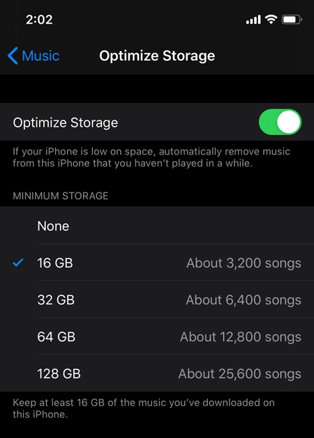 Tải xuống tự động Apple Lưu trữ tối ưu hóa âm nhạc