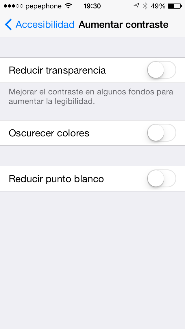 Meningkatkan Kontras iOS 7.1 - tangkapan layar 2