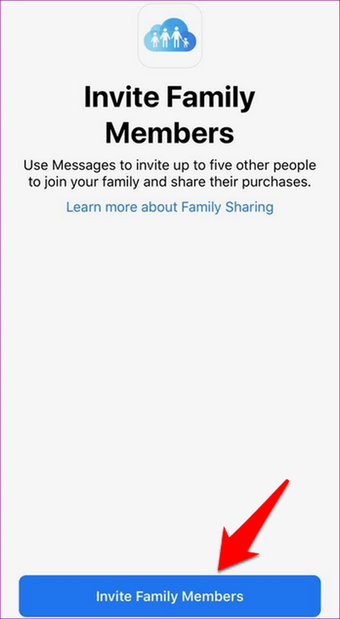 Giới hạn cuộc gọi con Thời gian văn bản Cài đặt khuôn mặt Chia sẻ gia đình Iphone Mời các thành viên trong gia đình