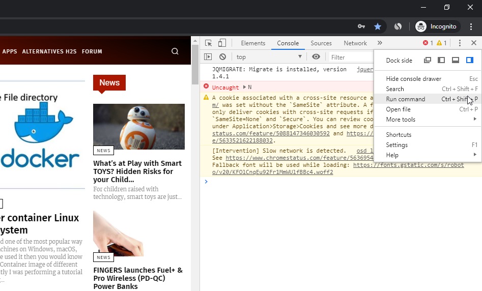 Chạy lệnh trong Chrome để chụp ảnh màn hình của các trang web kích thước đầy đủ